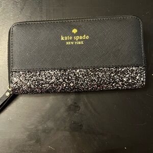 Kate Spade Black and Silver Glitter Wallet